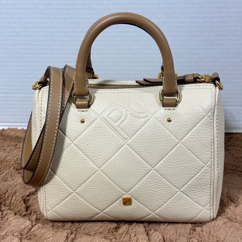 Purificacion Garcia Leather Satchel in Gardenia